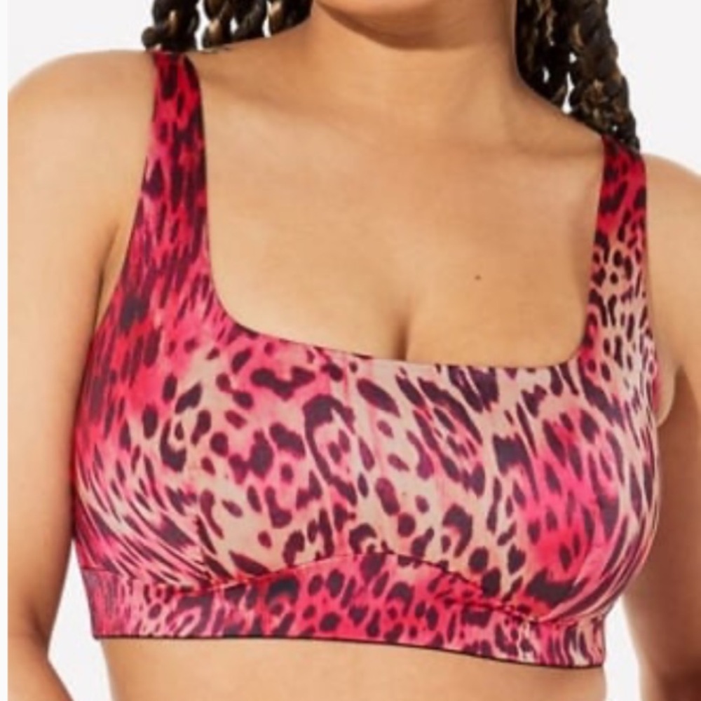 Fabletics Yitty Headliner Midi Leopard Print Pink Bralette NWT